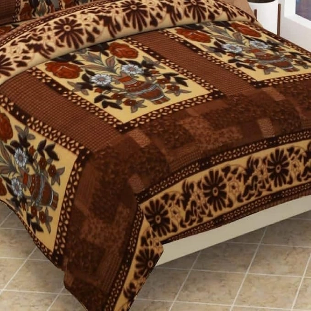 Woolen Double Size Bedsheet with 2 Pillow Covers (Brown, 90x90 Inches)