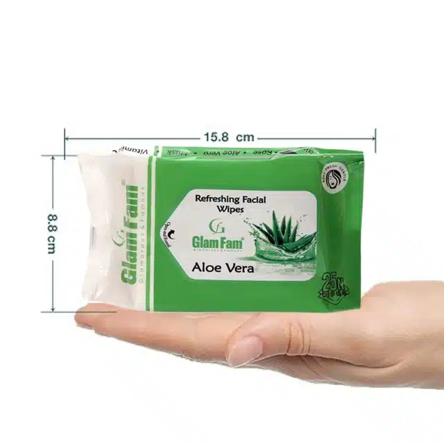 Glam Fam Aloevera Face Wipes (Pack of 25)