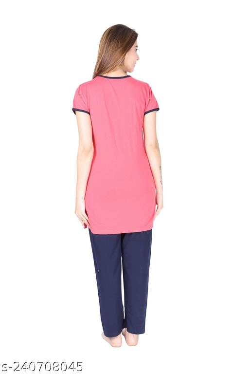 Woolen Nightsuit for Women (Pink, M)