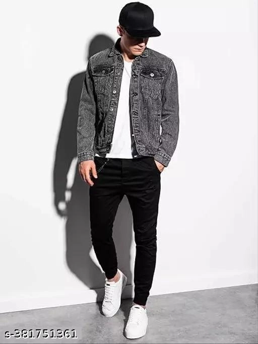 Denim Jacket for Men (Grey, M)