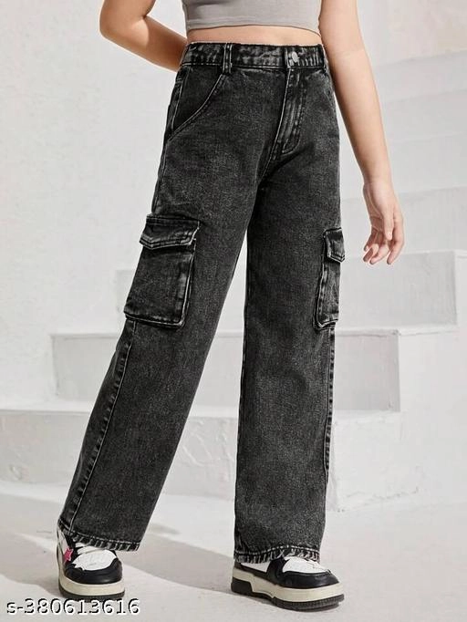 Denim Jeans for Girls (Black, 3-4 Years)