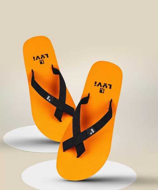 Flip Flops for Men (Orange, 6) (LYVI-1)