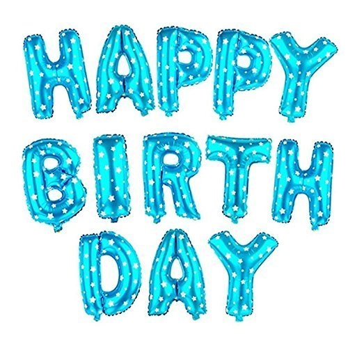 Happy Birthday Balloons for Decoration (Blue, Pack of 13)