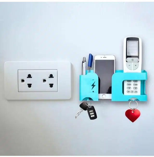 ABS Plastic Wall Mounted Multipurpose Mobile Holder (Blue)