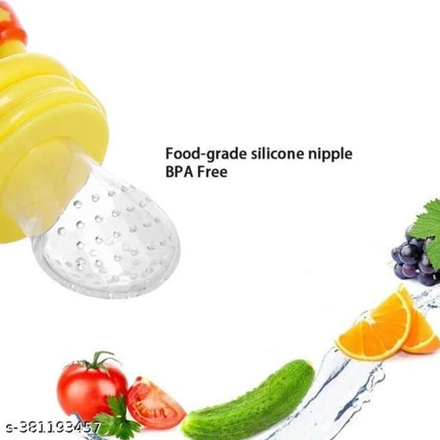 Combo of Silicone Feeder Bottle, Teether & Fruit Nibbler (Multicolor, Set of 3)