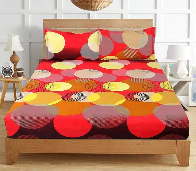Printed Double Bedsheet with 2 Pillow Covers (Multicolor, 90x90 Inches)