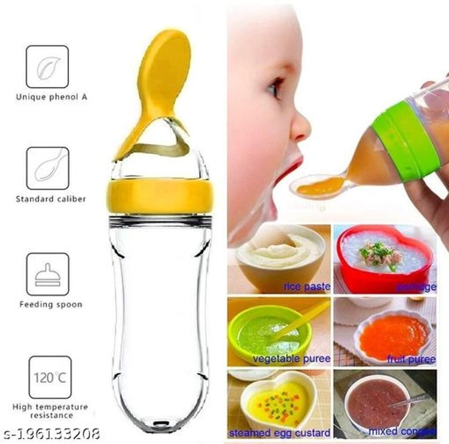 Silicone Food Feeder Bottle for Baby (Multicolor, 90 ml)