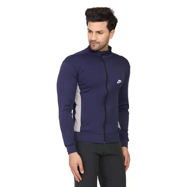 Full Sleeves Solid Sports Jacket for Men (Navy Blue, M)