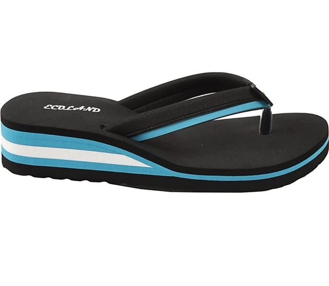 Slippers for Women (Aqua Blue & Black, 4)