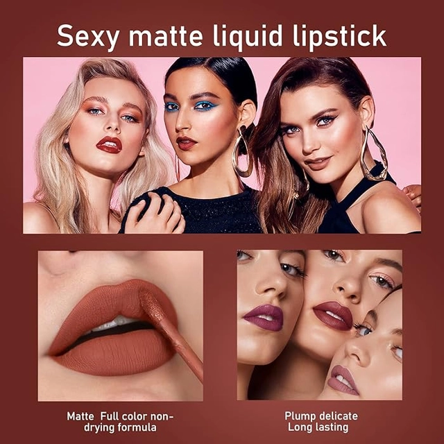 Handaiyan Liquid Matte Long Lasting Waterproof Lipsticks (Multicolor, Pack of 6)