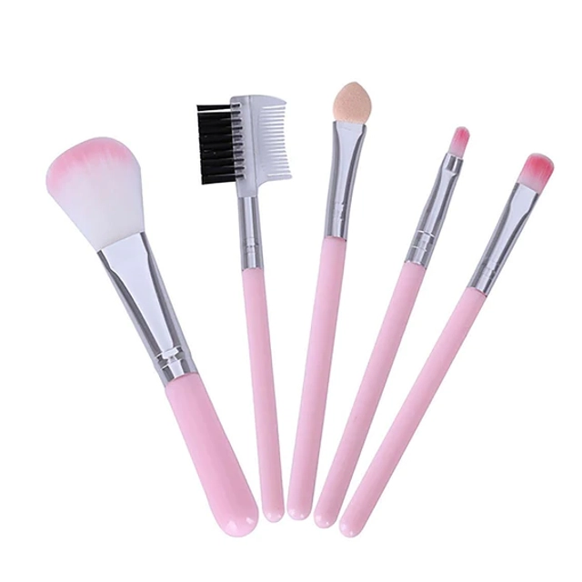 Plastic Makeup Brushes (Multicolor, Set of 5)