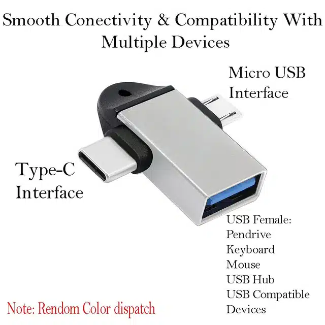 USB 3.0 Female to Micro-USB Male & Type-C Male OTG Adapter (Silver)