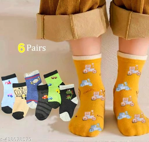 Cotton Socks for Kids (Multicolor, Pack of 6)