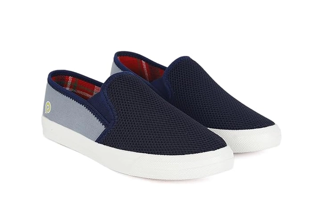 Slip-On Casual Shoes for Men (Navy Blue & White, 6)