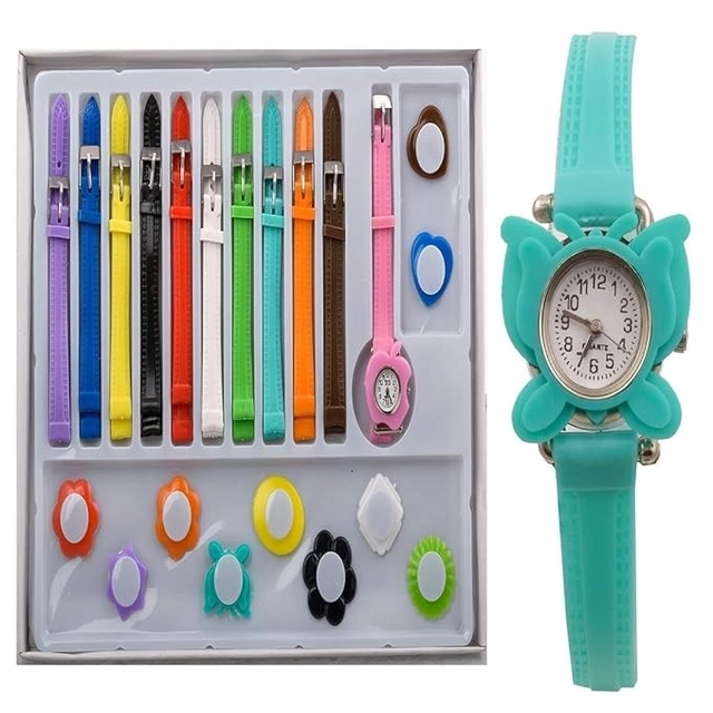 Multi Straps & Clock Designs Analog Watch for Girls (Multicolor, Set of 1)