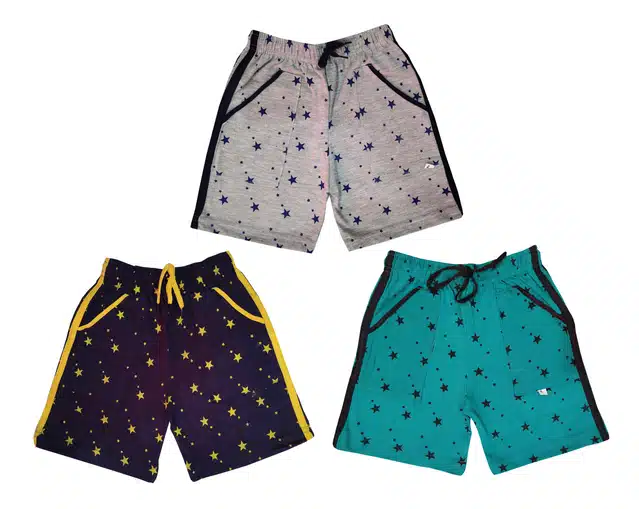 Cotton Blend Printed Shorts for Kids (Pack of 3) (Multicolor, 2-3 Years)