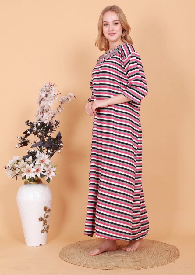 Woolen Striped Nightdress for Women (Multicolor, Free Size)