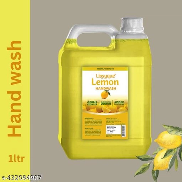 Lissyque Lemon Hand wash 1 ltr For 99.99% Cleaning Germs Liquid Hand Soap (Pack of 1)