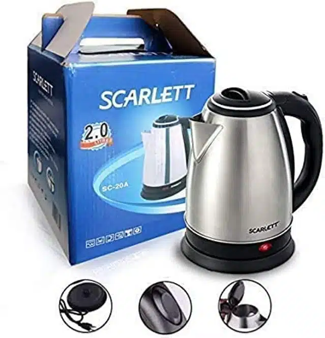 Scarlett Electric Kettle (Silver & Black, 2000 ml)