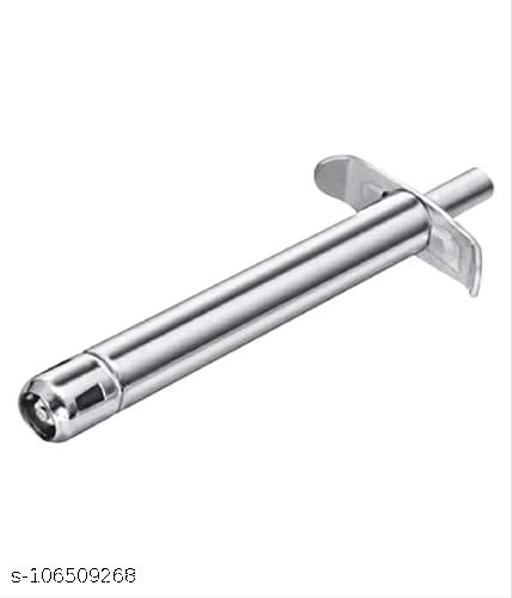 Stainless Steel Gas Lighter with Kitchen Knife (Silver, Set of 2)