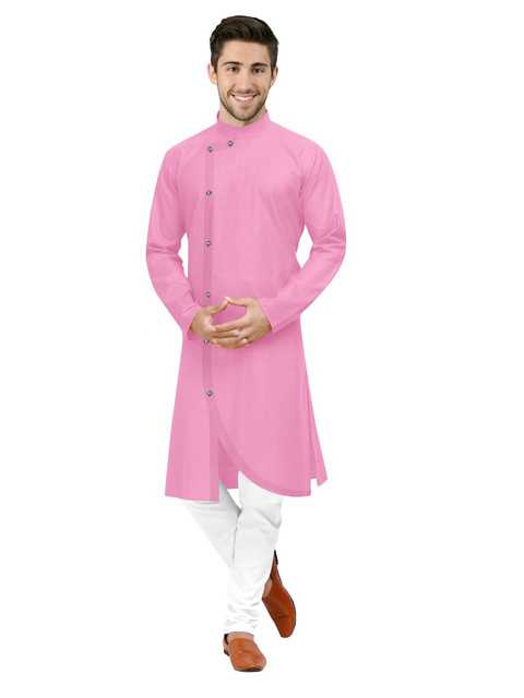 Men's Cotton Designer Kurta (Pink, XL) (JMD-124)