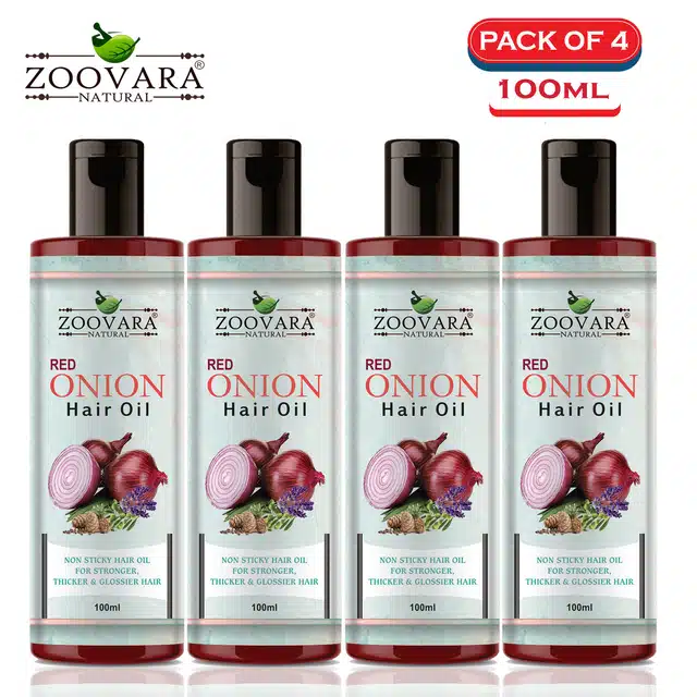 Zoovara Red Onion Hair Oil for Hair Growth (Pack of 4, 100 ml)