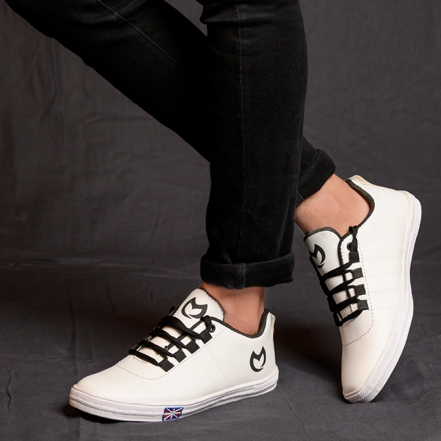 Casual Shoes for Men (White & Black, 6)