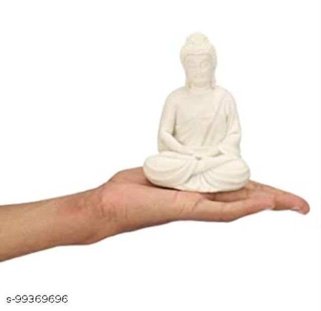 Resin Handicrafted Meditating Buddha Idol (White)