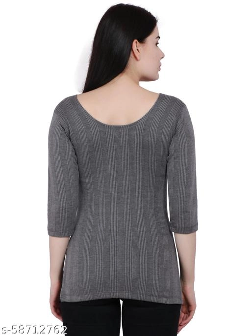 Cotton Thermal Tops for Women (Grey, M)