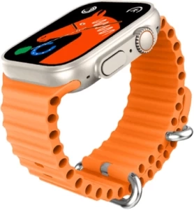 Silicone T800 Ultra Smartwatch for Men & Women (Orange)