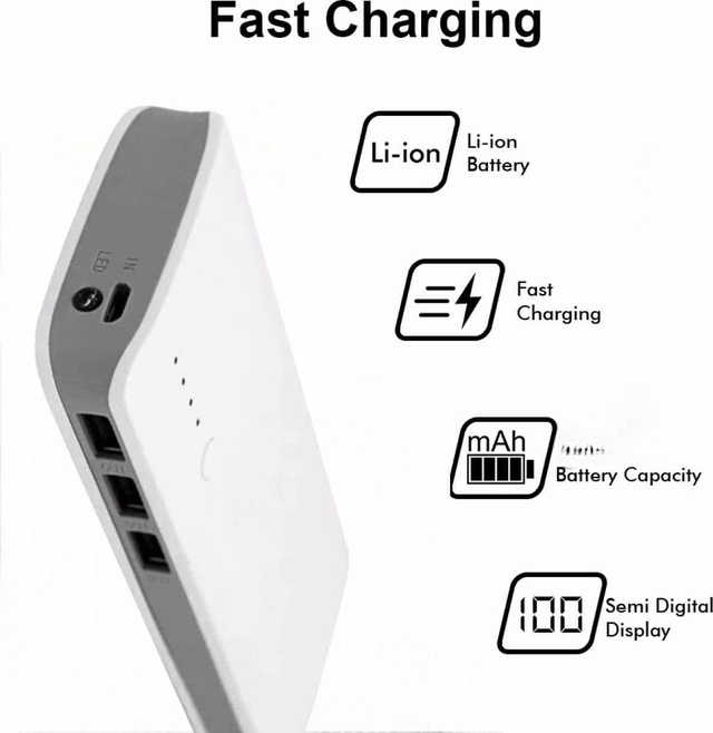 20000 mAh Power Bank (White & Grey)