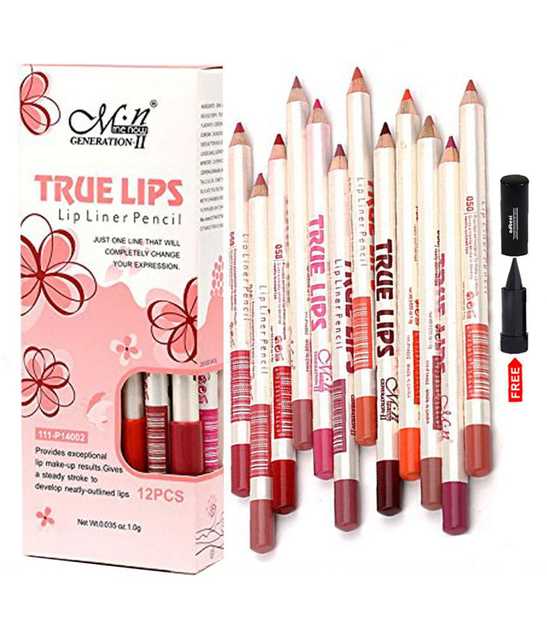 Lenon Makeup Accessory Mn True Lip Pencil 12Pc Lip Liner Crayon (Multicolor) (0.035 g) (D252)