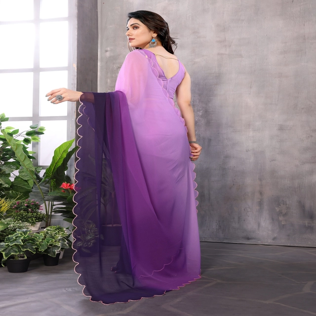 Georgette Printed Saree for Women (Purple, 6.3 m)