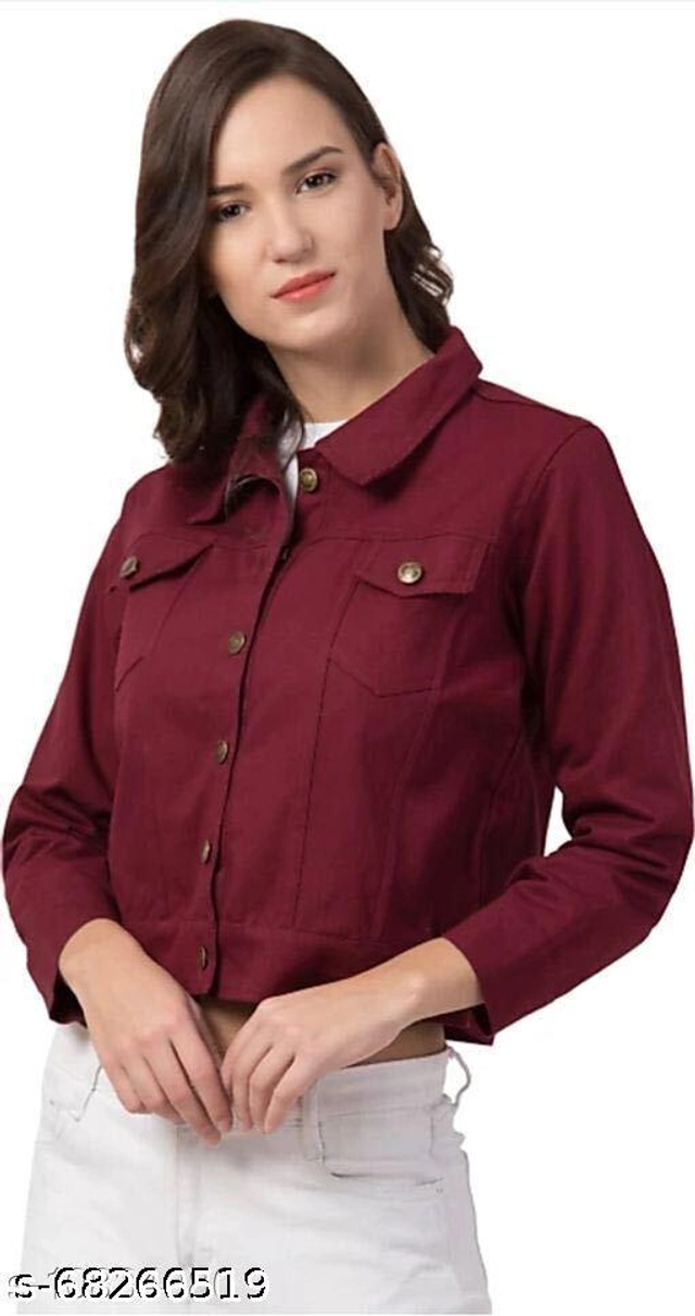 Full Sleeves Solid Jacket for Women & Girls (Maroon, S)