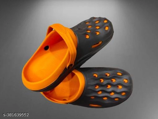 Clogs for Men (Orange & Black, 7)