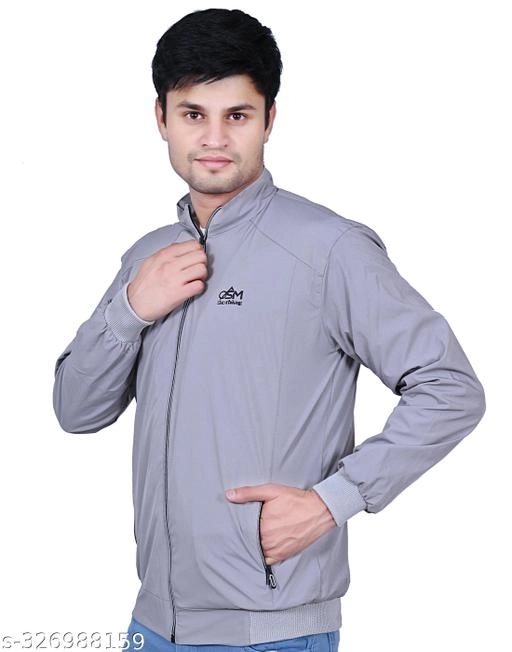 Polyester Jacket for Men (Grey, M)