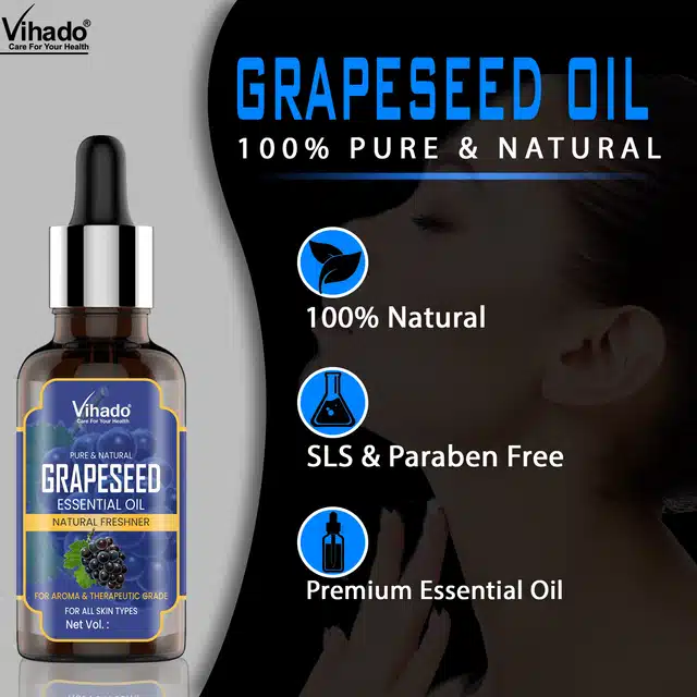 Vihado Rosemary & Grapeseed Essential Oils (Pack of 2, 15 ml)