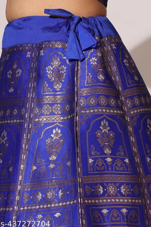 Art Silk Zari Semi Stitched Lehenga with Choli & Dupatta for Women (Blue)