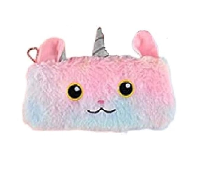 MINDFIT RVN Premium Unicorn Feather Fur Pencil Case Pouch for Girls & Kids (Multicolor,Pack of 1)