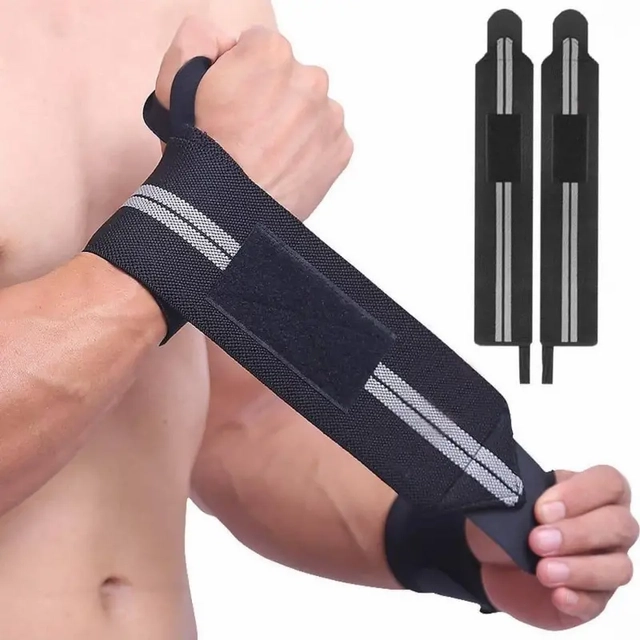 Adjustable Strap Wrist Band for Men & Women (Black & Grey, Set of 1)