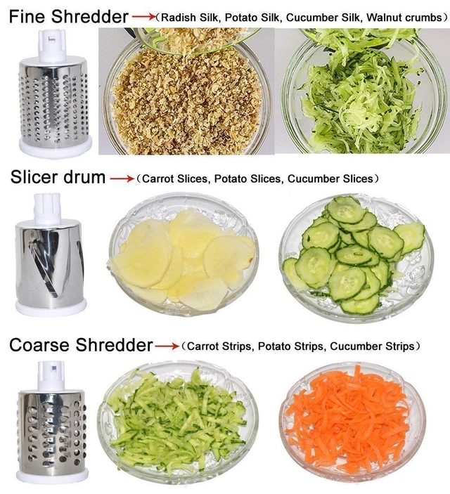 4 in 1 Drum Rotary Vegetable Cutter (Multicolor)