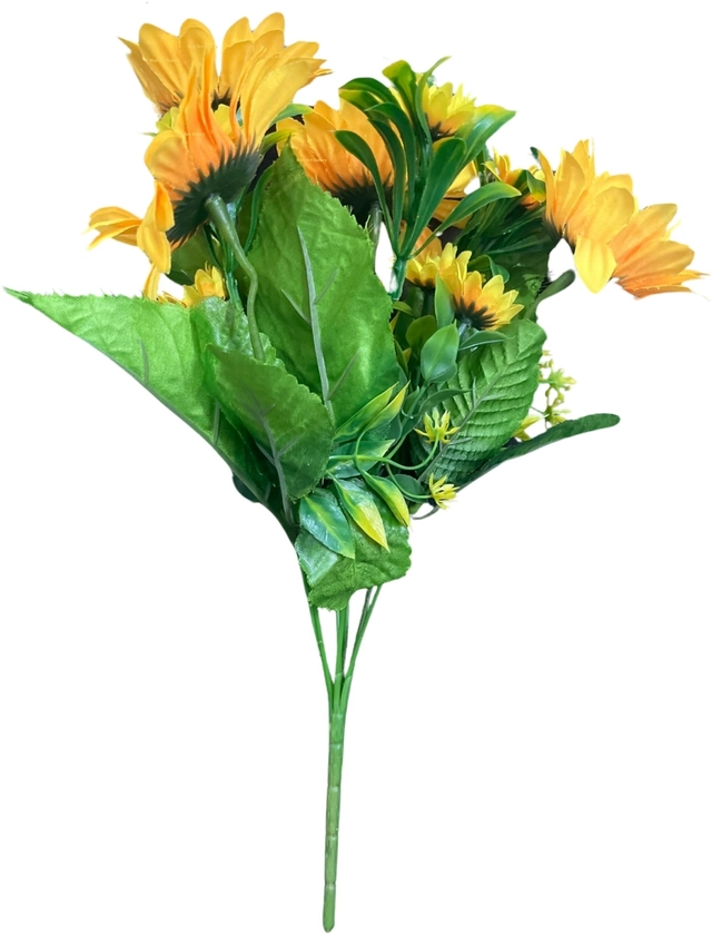 Artificial SunFlowers Bunches for Diwali Decoration (Yellow & Green, Pack of 1)