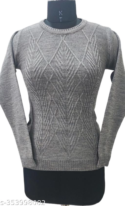 Woolen Solid Top for Women (Grey, Free Size)