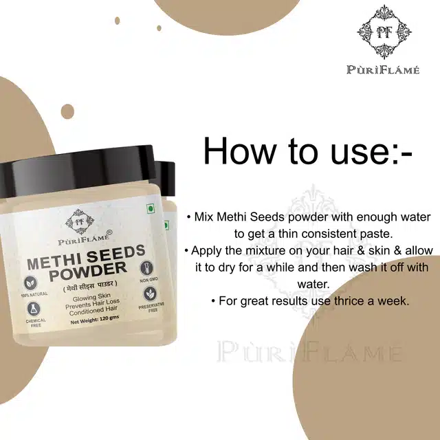 Puriflame Natural Methi Seeds Powder for Skin (120 g)