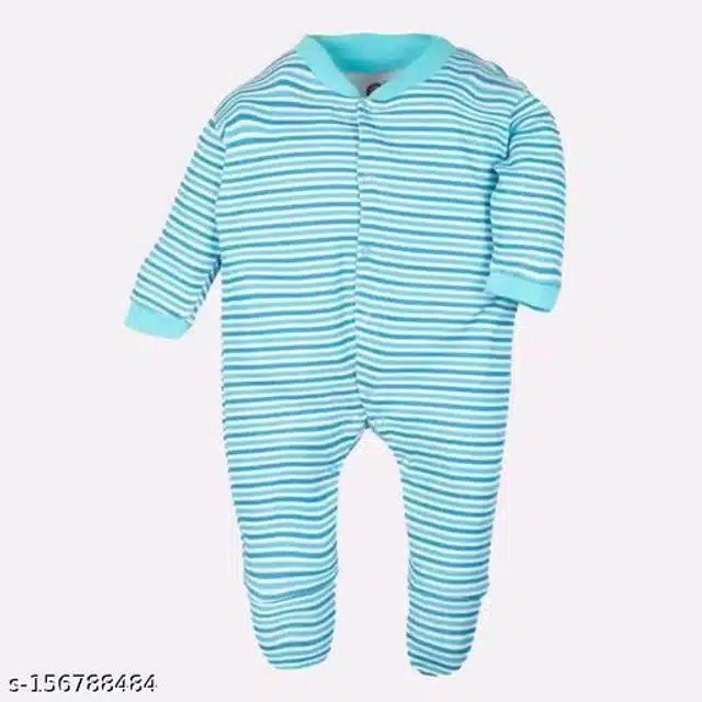 Cotton Rompers for Kids (Sky Blue, 0-3 Months)