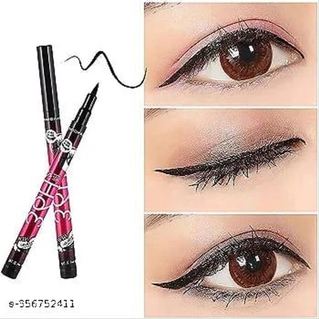 2 Pcs Eyeliner with 2 Pcs Magic Lip Balm (Multicolor, Set of 2)