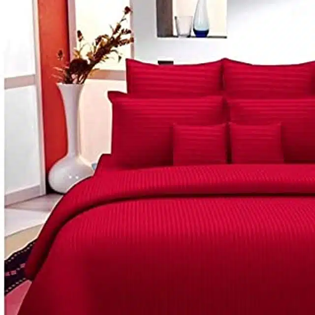 Solid Bedsheet with Two Pillow Covers (Red, 90x100 inches)