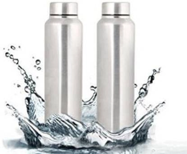 Stainless Steel Water Bottle (Silver, 1000 ml) (Pack of 2)