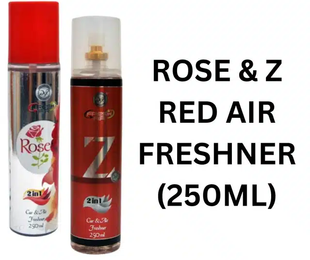 DSP Rose with Z Red 2 in 1 Car & Air Freshener (Pack of 2, 250 ml)