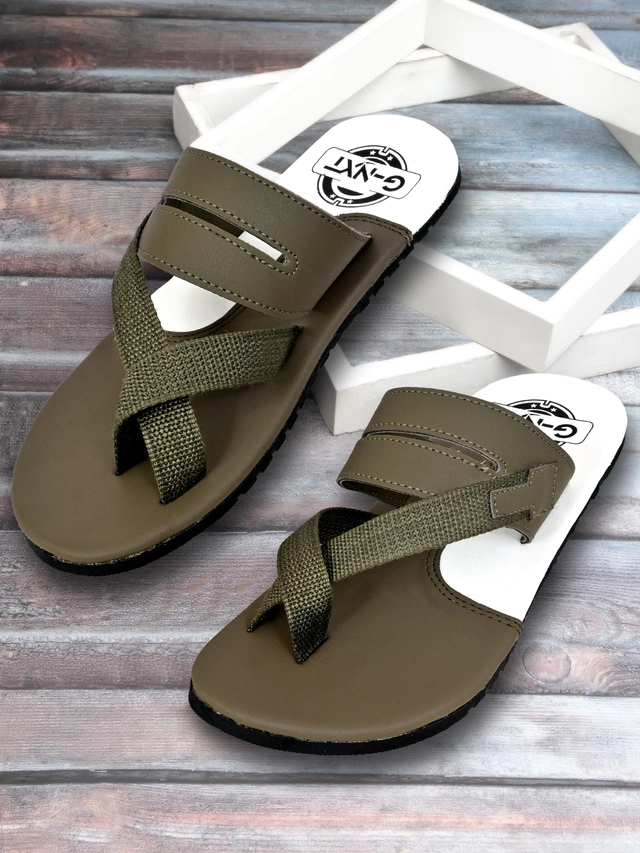 Flipflops for Men (Green & White, 6)